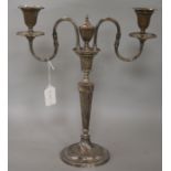 A plated two branch candelabra