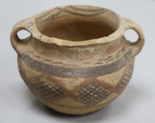 A Chinese pigment painted pottery jar, probably Neolithic, with certificate