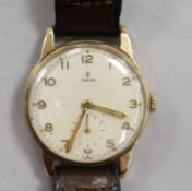 A gentleman's 9ct gold Tudor wrist watch.