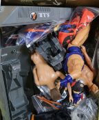 Six Action Man figures and a quantity of clothing and equipment