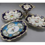 A Sevres style dish and a part dessert service
