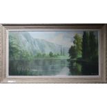 Continental Schooloil on canvasRiver landscapeindistinctly signed49 x 99cm