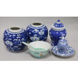 A collection of Chinese blue and white ceramics