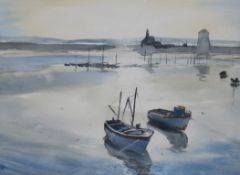 Henry FreethwatercolourFishing boats in harboursigned13.5 x 18in.