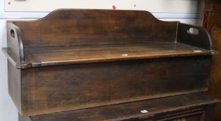 A stained deal seat/blanket box W.122cm