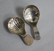 Two George III silver caddy spoons including one by Josiah Snatt, London, 1803.