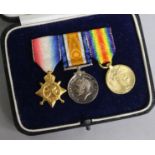 Original First World War Miniature Medal Group comprising 1914-15 Star, War Medal and Victory Medal.
