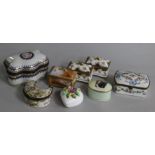 Eight ceramic boxes and covers