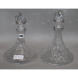 Two ship's glass decanters