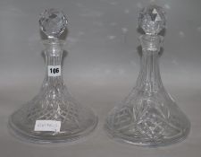 Two ship's glass decanters