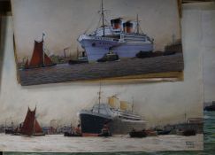 Herbert Touzeau Ahier5 watercoloursMarine subjectssigned and dated c.1960largest 10.75 x 14.75in.