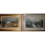 Late 19th centurywatercolourView of an Indian hill town, initialled HFW, and a watercolour of a