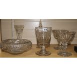 An early 19th century large Sunderland Bridge rummer and other 19th century glassware