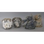 Four Han style pottery heads
