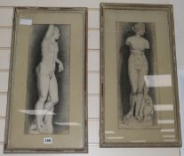 Cesar Baldini2 charcoal drawingsStudies of statuarysigned and dated 187647 x 18cm