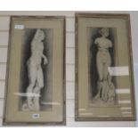 Cesar Baldini2 charcoal drawingsStudies of statuarysigned and dated 187647 x 18cm