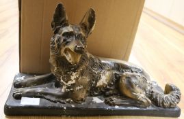 A signed plaster model of an Alsatian