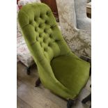 A Victorian button back slipper chair