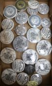 Twenty three Victorian pot lids, for toothpaste, cold cream and anchovy paste