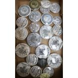 Twenty three Victorian pot lids, for toothpaste, cold cream and anchovy paste