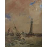 Samuel Owen (1768-1857)watercolourFishing boats beside a lighthouse16.5 x 12.75in.