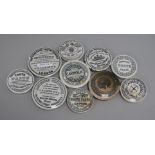 Ten Victorian toothpaste pot lids