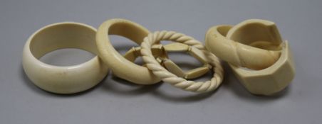 Six ivory and bone bracelets