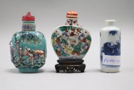 Three 19th century Chinese porcelain snuff bottles