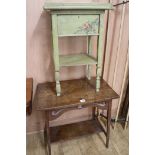 A two tier table and a bedside table, W.70cm and W.48cm