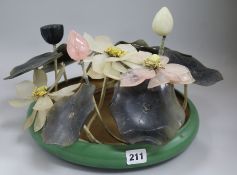 A Chinese hardstone lotus dish