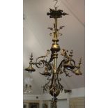 A four branch brass chandelier