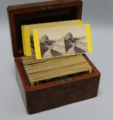 A Victorian box of stereoscopic slides, etc