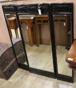 Three Chinese ebonised hardwood mirrors, W.54cm and 29cm