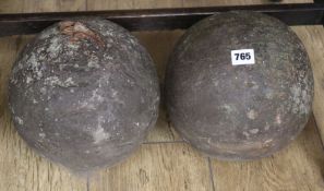 A pair of 18th century iron canon balls