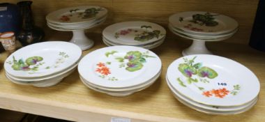 An Edwardian floral dessert set