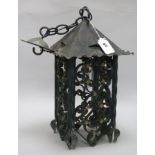 A wrought iron lantern