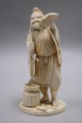 A Japanese sectional ivory figure of an immortal