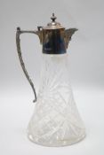 A 1970's silver mounted cut glass claret jug, 28cm.