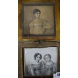 J. Notzpencil on paperMiniature study of Margaret and Fanny Way as children,inscribed verso and