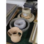 A group of Chinese cloth textured pottery vessels and other pottery, Warring States or later