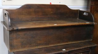 A stained deal seat/blanket box, W.122cm