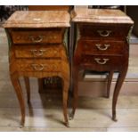 A pair of marble top bedside chests, W.36cm
