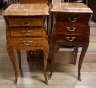 A pair of marble top bedside chests, W.36cm