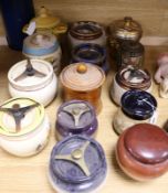 A Doulton Slaters Patent tobacco jar, a 'monk' jar and twelve other tobacco jars, various (14)