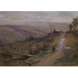 J. McIntyrewatercolourShepherd and flock on a hillsidesigned16.5 x 23in.
