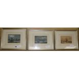 19th century English School3 watercoloursEvening harbour scenes4 x 5.75in. approx.