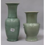 Two Chinese celadon glazed vases