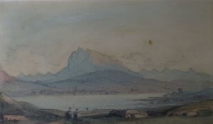 John Varley (1778-1842)watercolourTravellers beside a lake near Mount AraratGallery label verso2.5 x