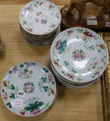 Twenty two Chinese famille rose plates