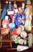 A collection of dolls, toys etc